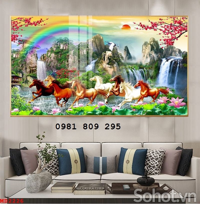 Tranh gạch , gạch ngựa ốp phòng khách HN888