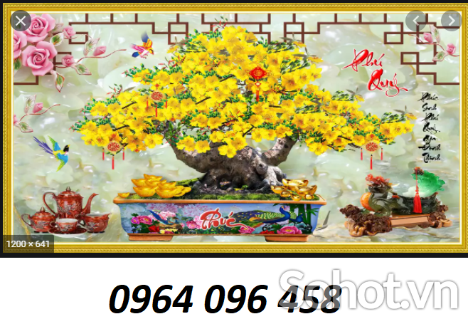 Tranh cây mai 3d - tranh gạch 3d cây mai - BC4