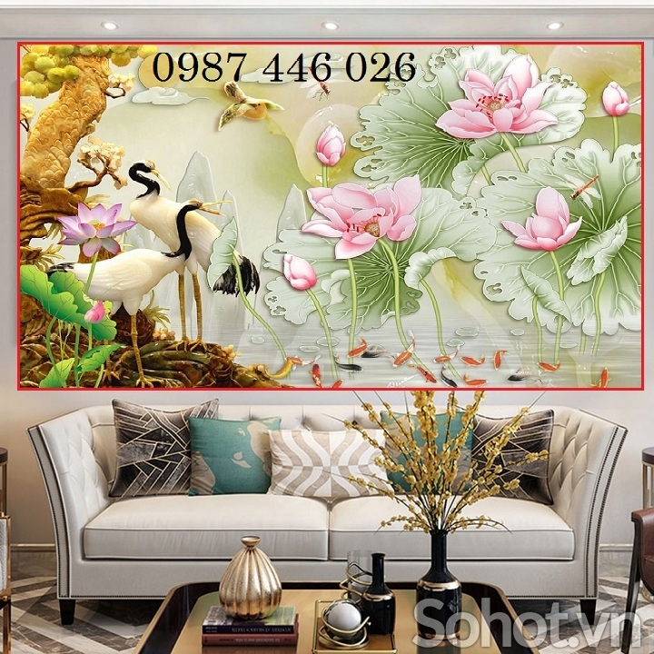 Tranh gạch men hoa sen 3d HP823