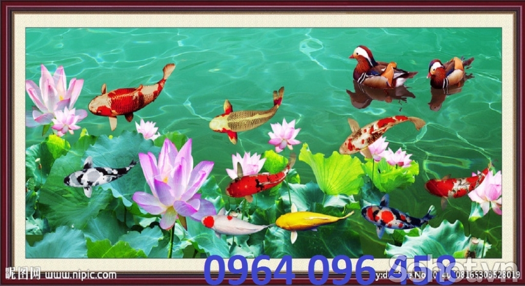 Tranh cá chép - gạch tranh cá chép 3d - GGV4