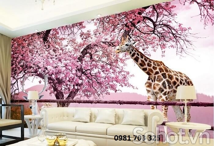 Gạch tranh 3D- tranh hoa đào