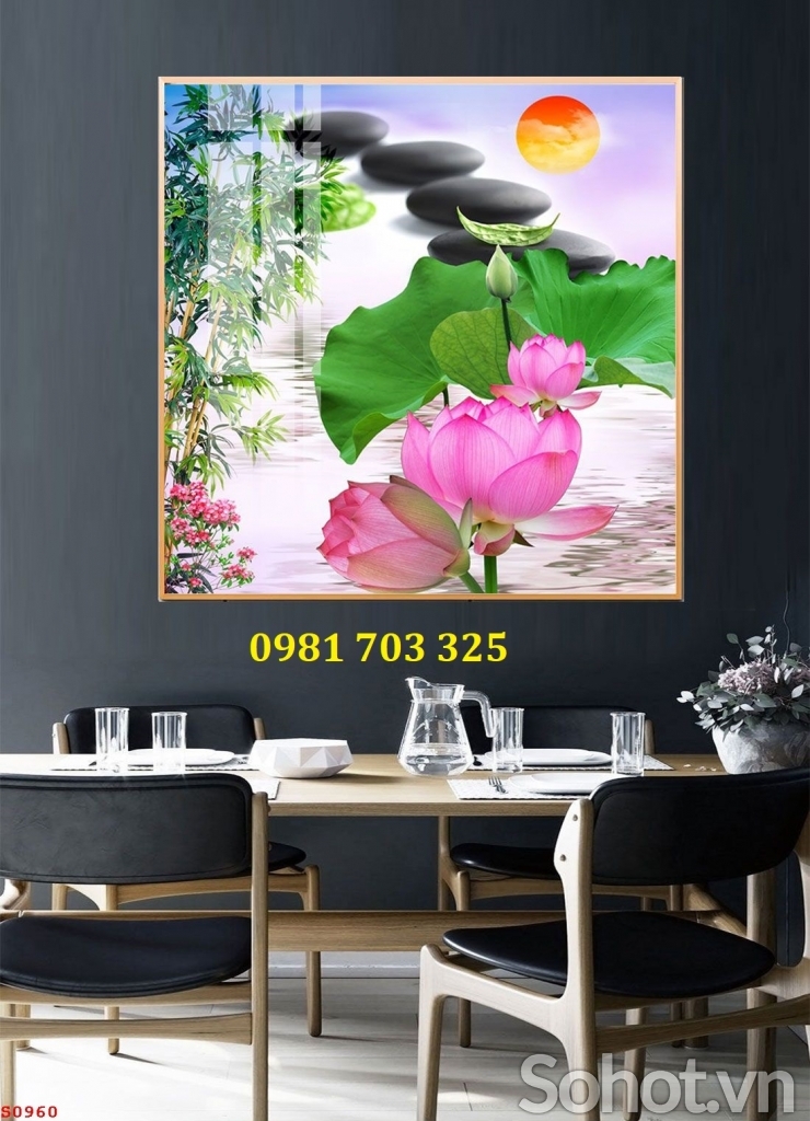 Tranh gạch hoa sen trang trí nhà