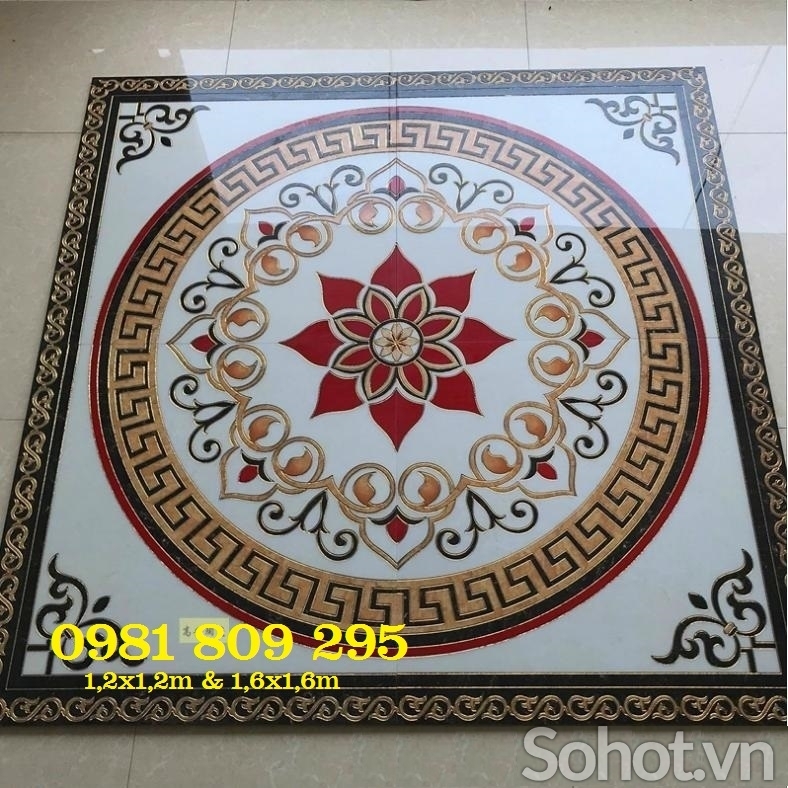 Thảm gạch  sàn hoa khắc vàng- 1m2x1m2 BP999