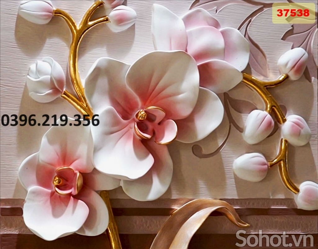 Tranh gạch hoa lan 3D trang trí đẹp