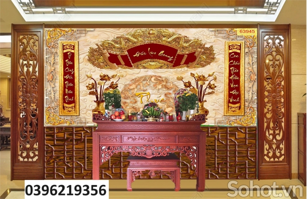 Tranh gạch đẹp phòng thờ 3D
