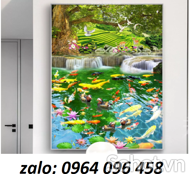 Tranh 3d phong thủy cá chép KMNB6