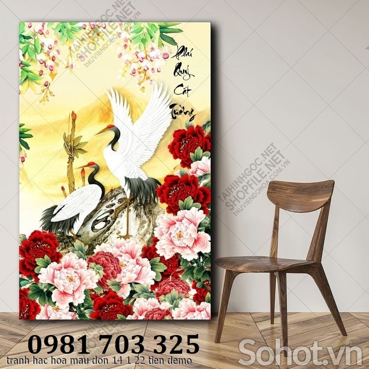 Tranh gạch đẹp tùng hạc cao cấp