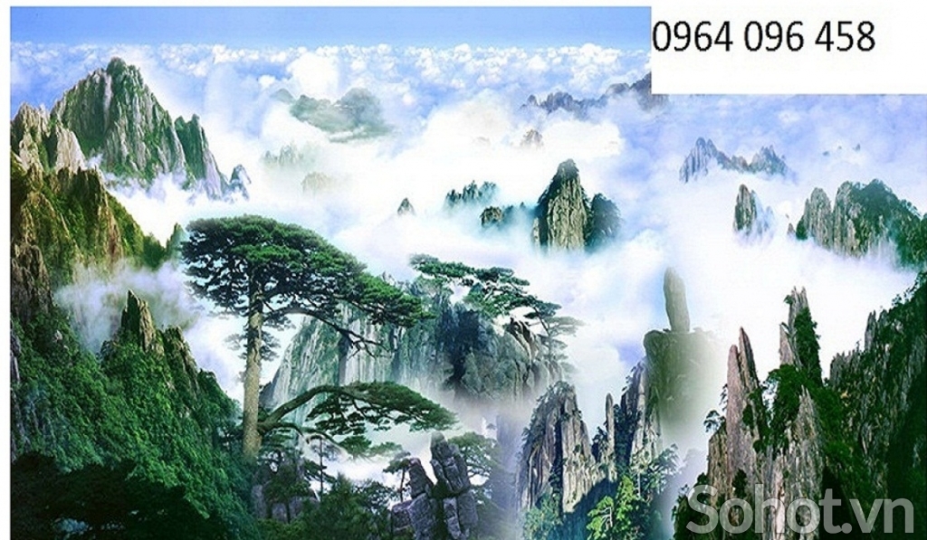 Tranh gạch 3d ốp tường phong cảnh mây núi - 688CVLG