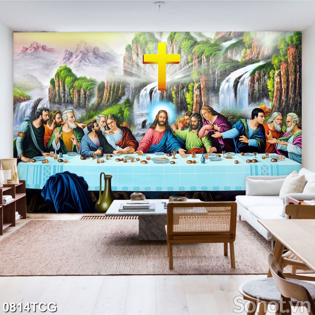Gạch tranh 3D hình công giáo trang trí