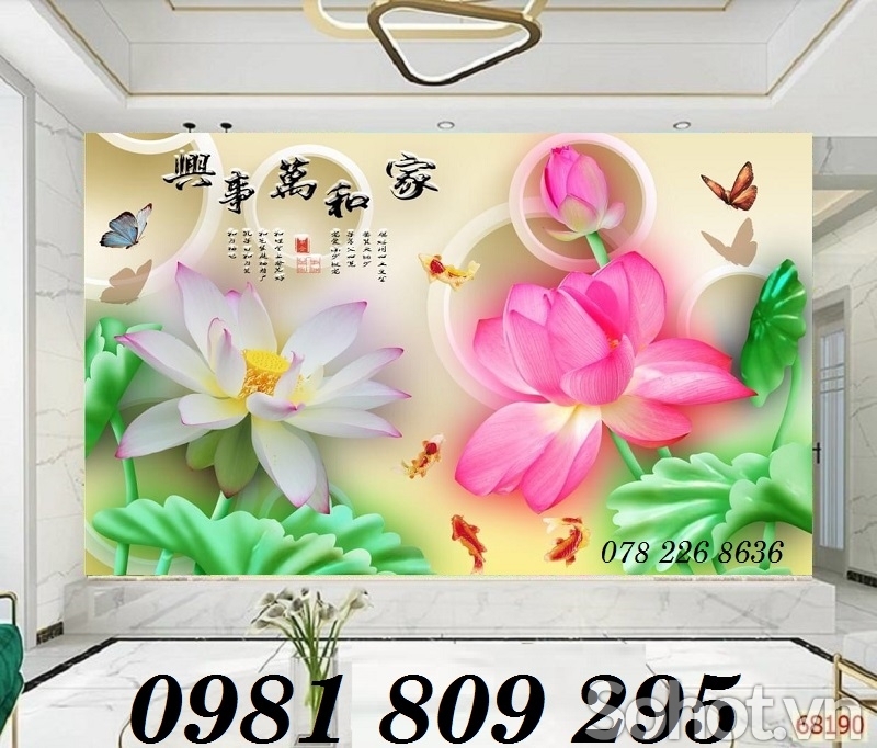 Tranh gạch - gạch trang trí 3d hoa sen