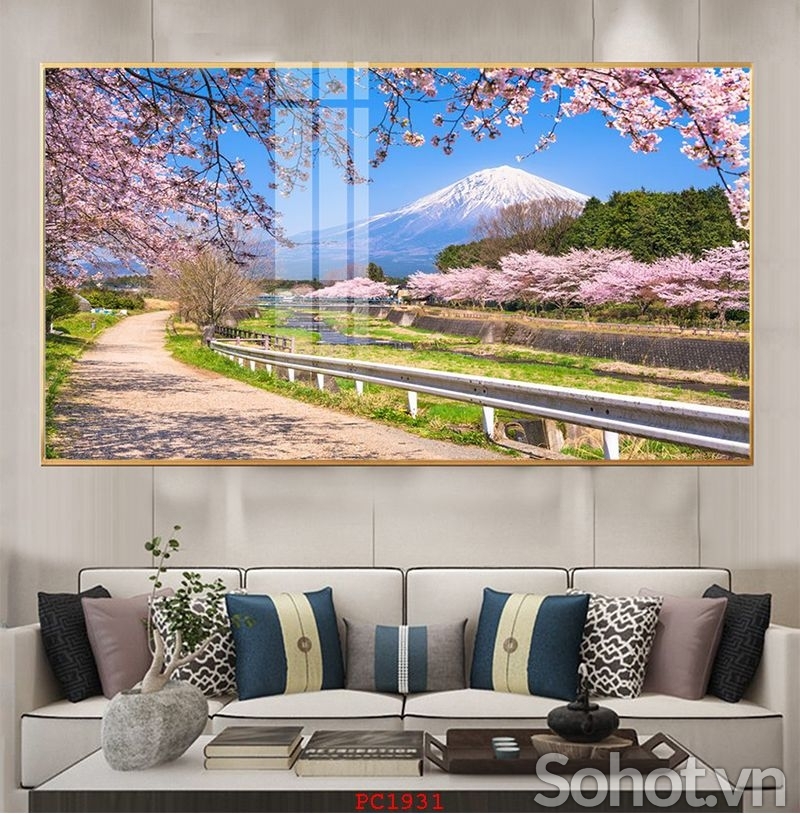 Gạch tranh hoa đào 3D dán tường