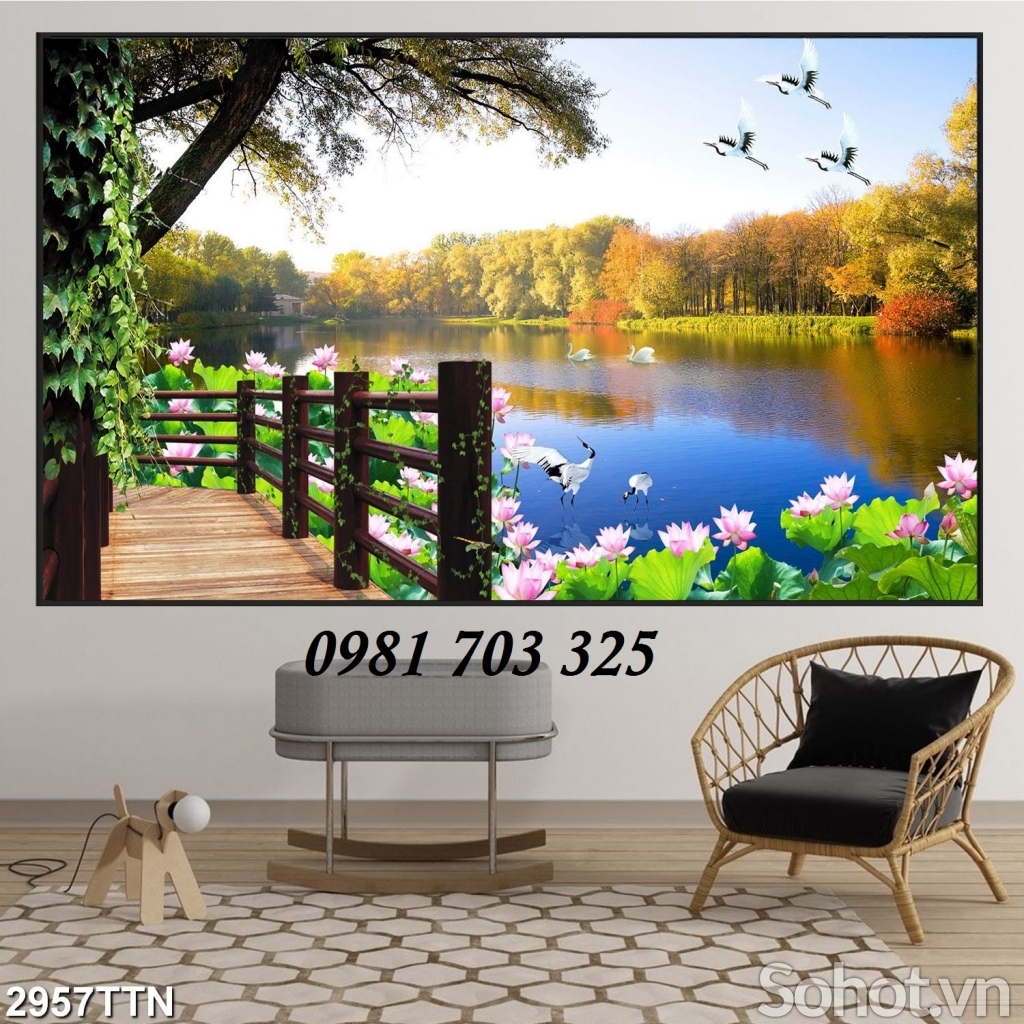 tranh 3D phòng khách, gạch tranh trang trí