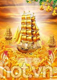 Tranh 3d phong thủy thuyền buồm - tranh gạch 3d ốp tường - XCVV5