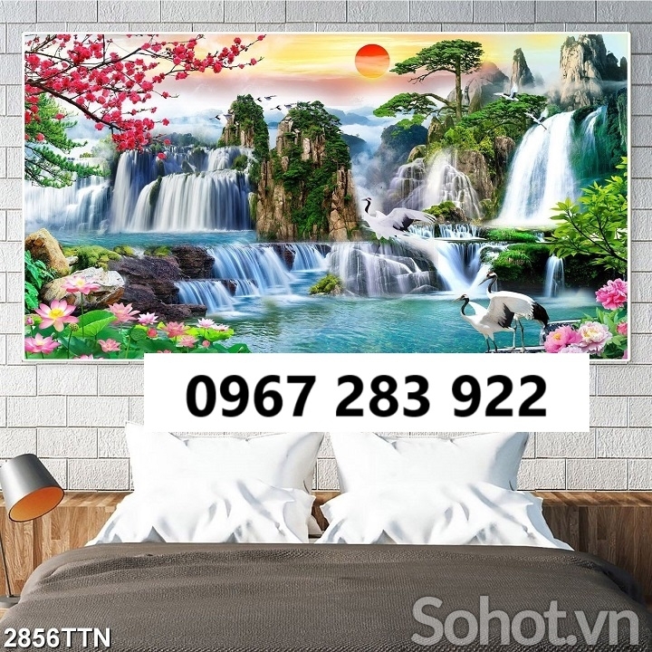 Tranh gạch thác nước 3d phong thủy