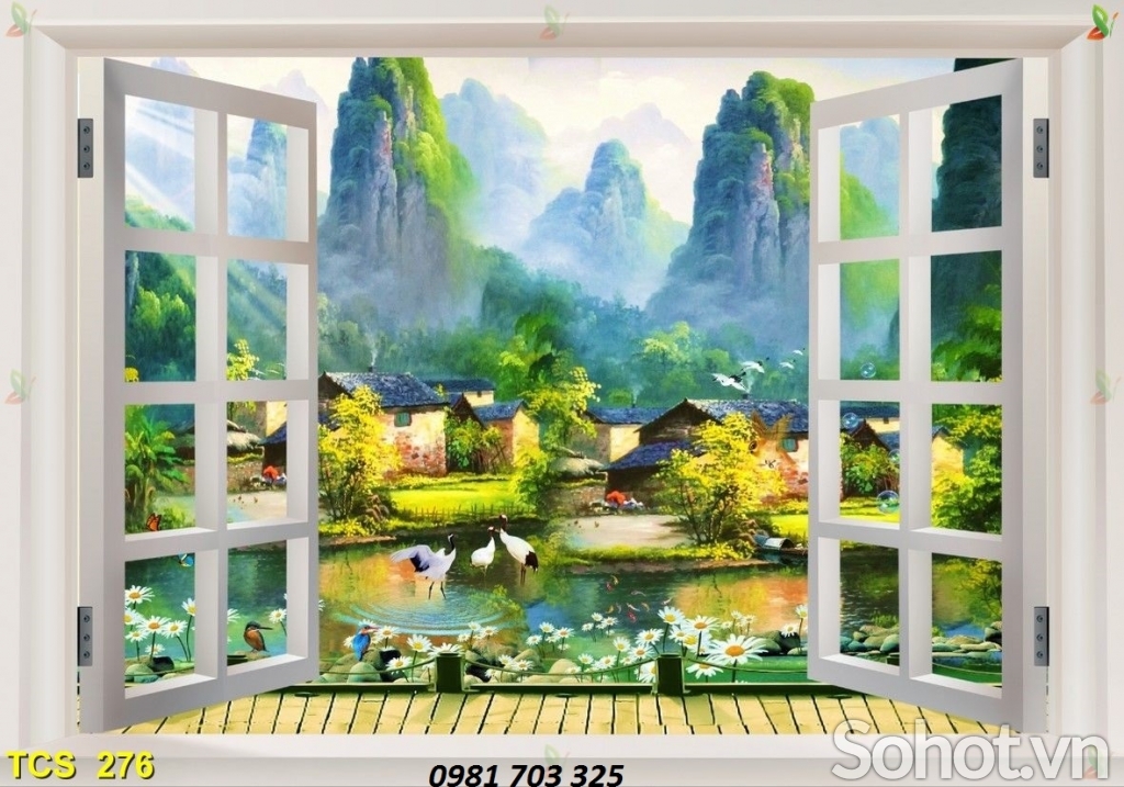 Tranh cửa sổ- gạch tranh trang trí