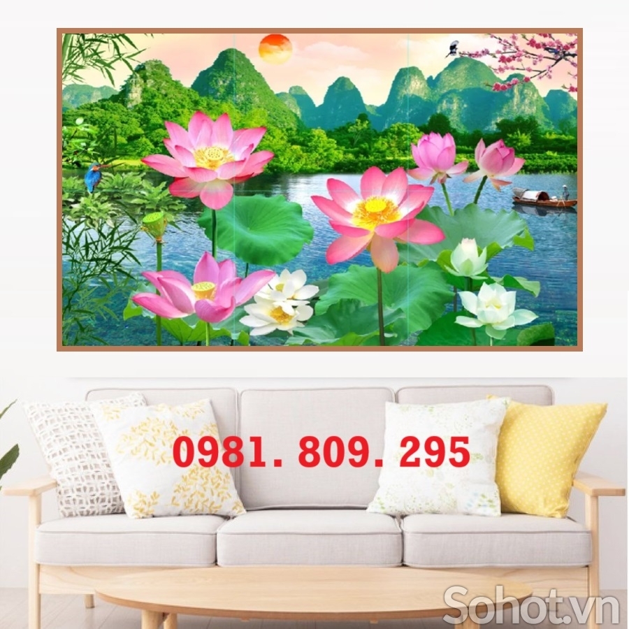 Tranh gạch men ốp tường 3d cao cấp hoa sen