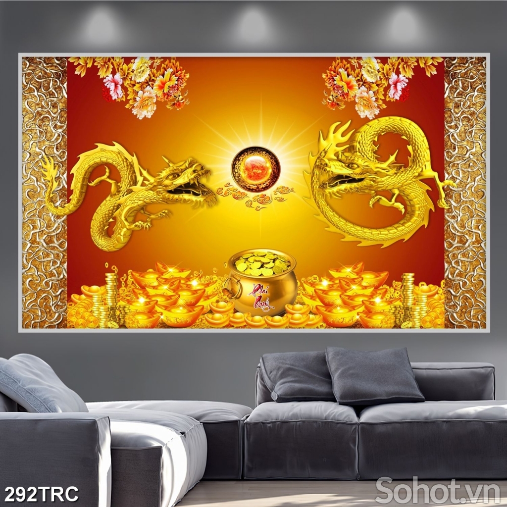 Tranh rồng vàng ốp tường phòng trang trí