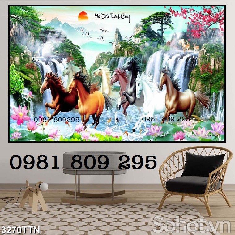 Tranh gạch men bát mã HP736