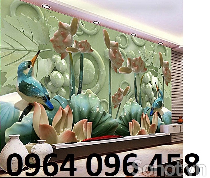 Tranh gạch men 3d mẫu hoa sen - GBB04