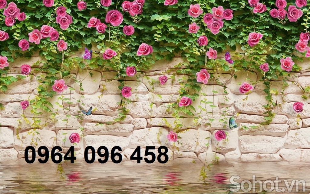 Tranh hoa hồng leo - tranh gạch 3d hoa hồng leo - PTG54