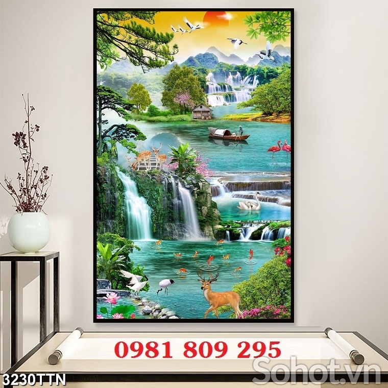 Tranh gạch thác nước đẹp JP863