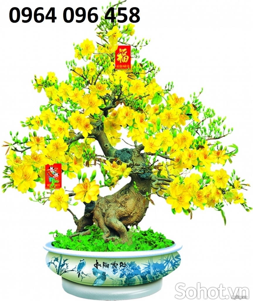 Tranh gạch ốp tường hoa mai vàng 3d - HDCX33