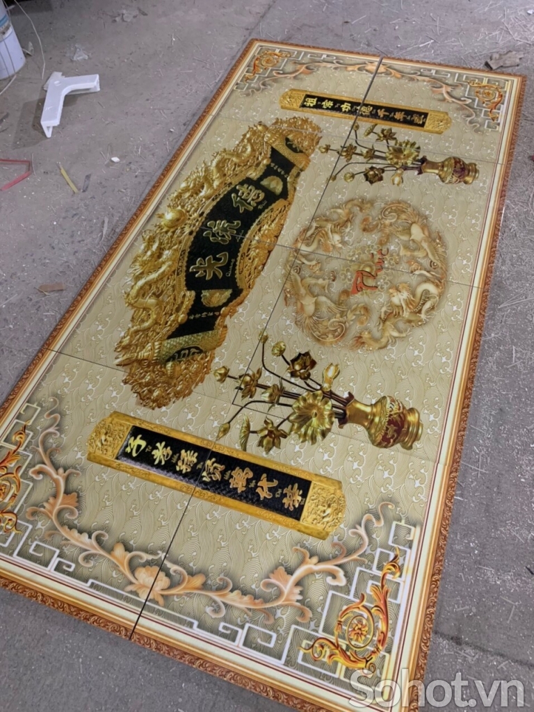Tranh ốp tường phòng thờ- gạch men 3D