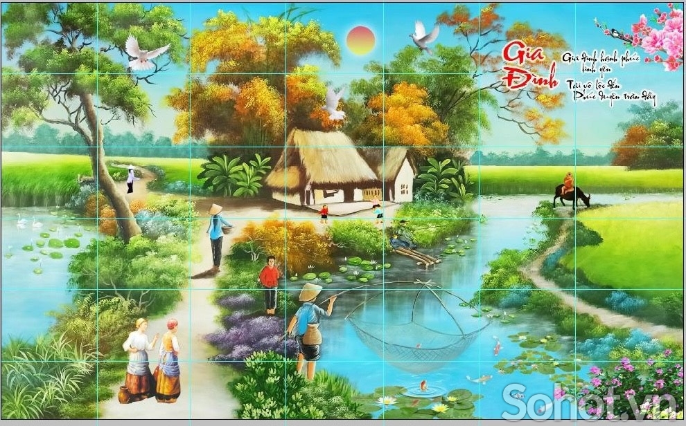 Gạch tranh 3d phong cảnh đồng quê - 4334X