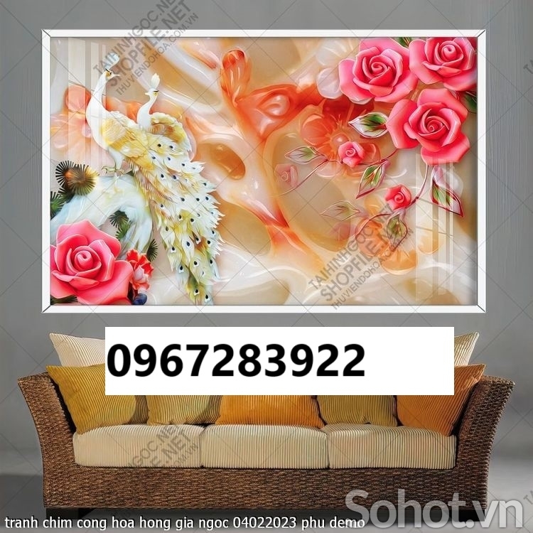 Tranh gạch chim công đẹp