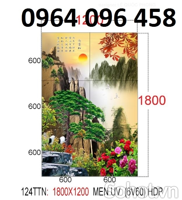 Tranh gạch 3d phong thủy mây núi - SXC78