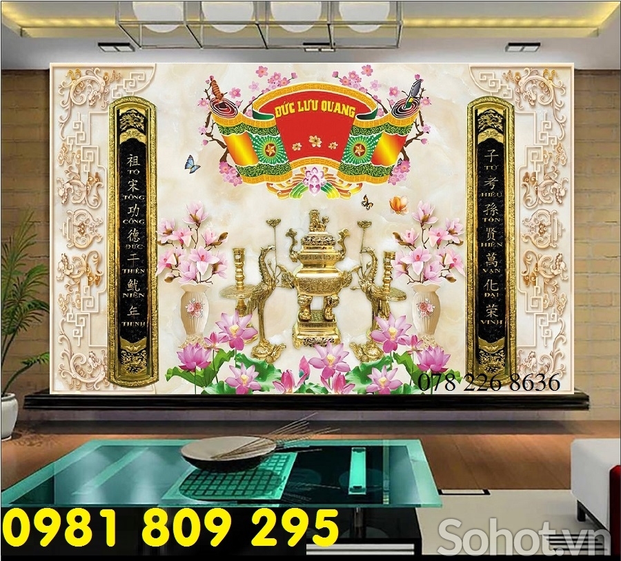 Tranh gạch- tranh câu đối phòng thờ