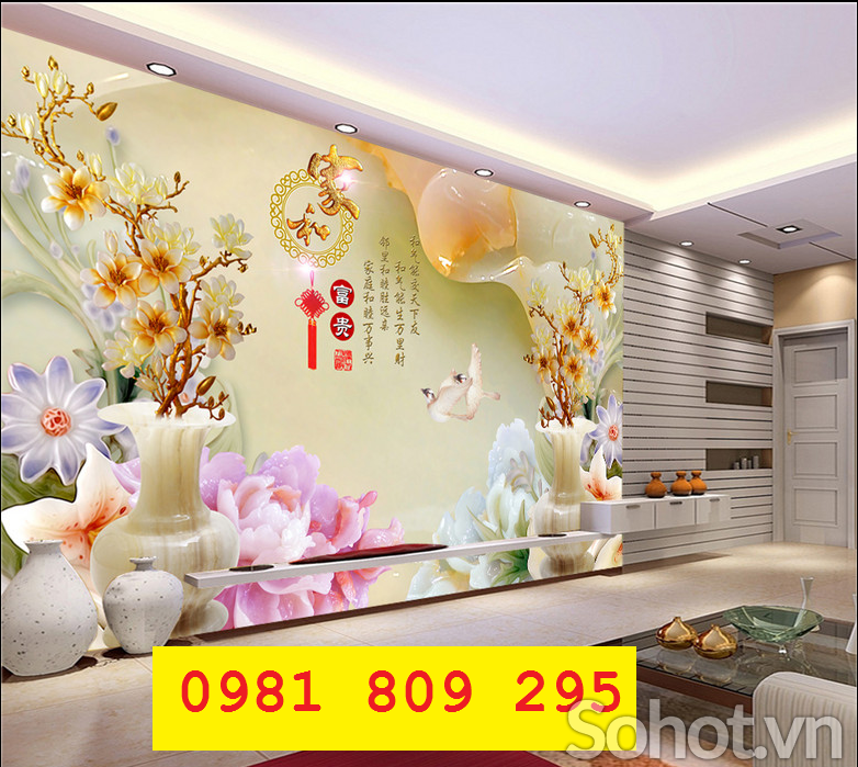 Tranh gạch 3d bình hoa , tranh gạch trang trí