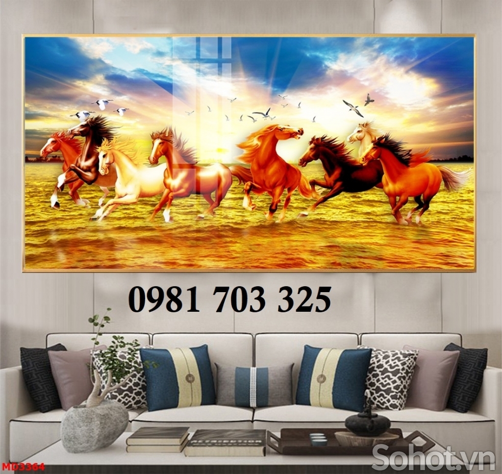 Tranh bát mã, gạch trranh phong thủy 3D
