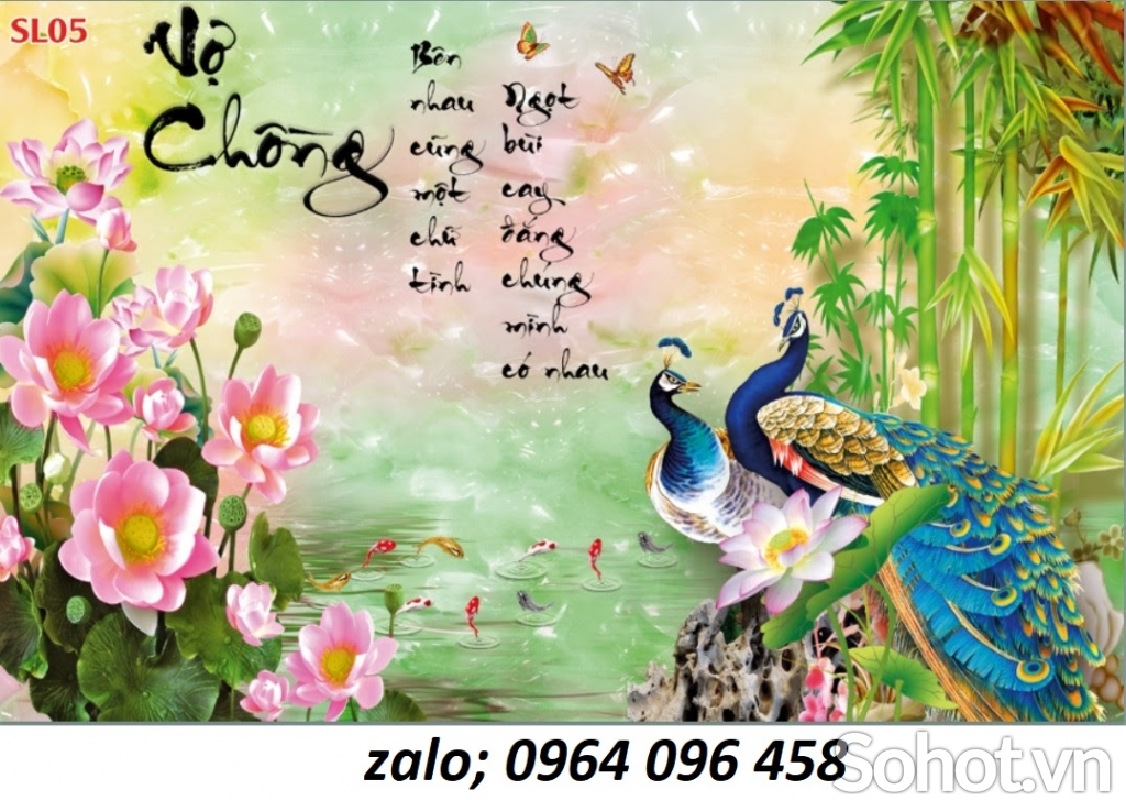 Tranh gạch 3d chim công phòng khách - TNB5
