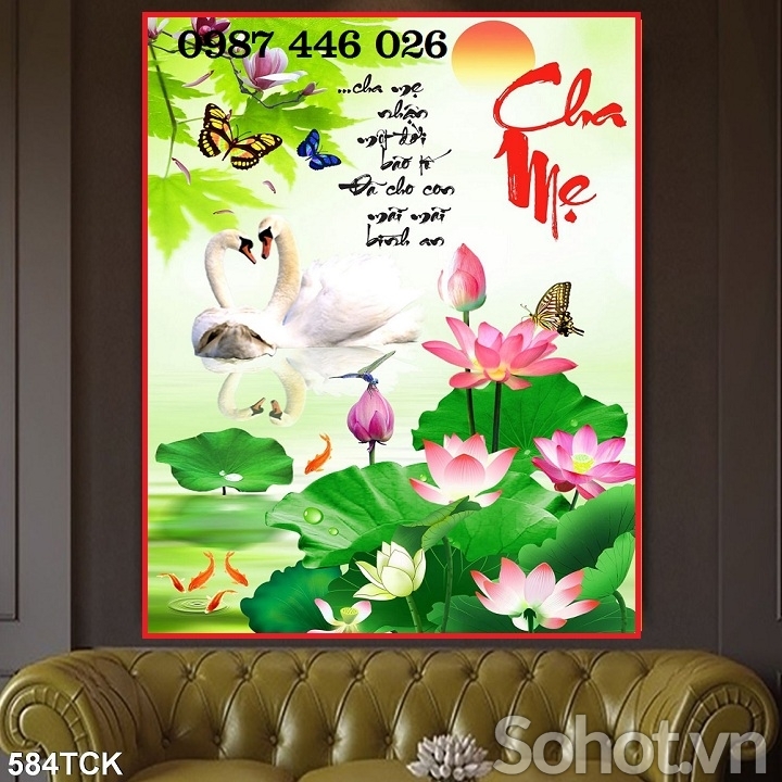 Gạch tranh hoa sen, tranh 3d HP97273