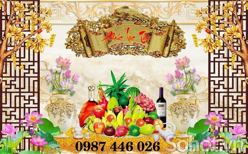 Gạch ốp tường tranh phòng thờ đẹp HP623