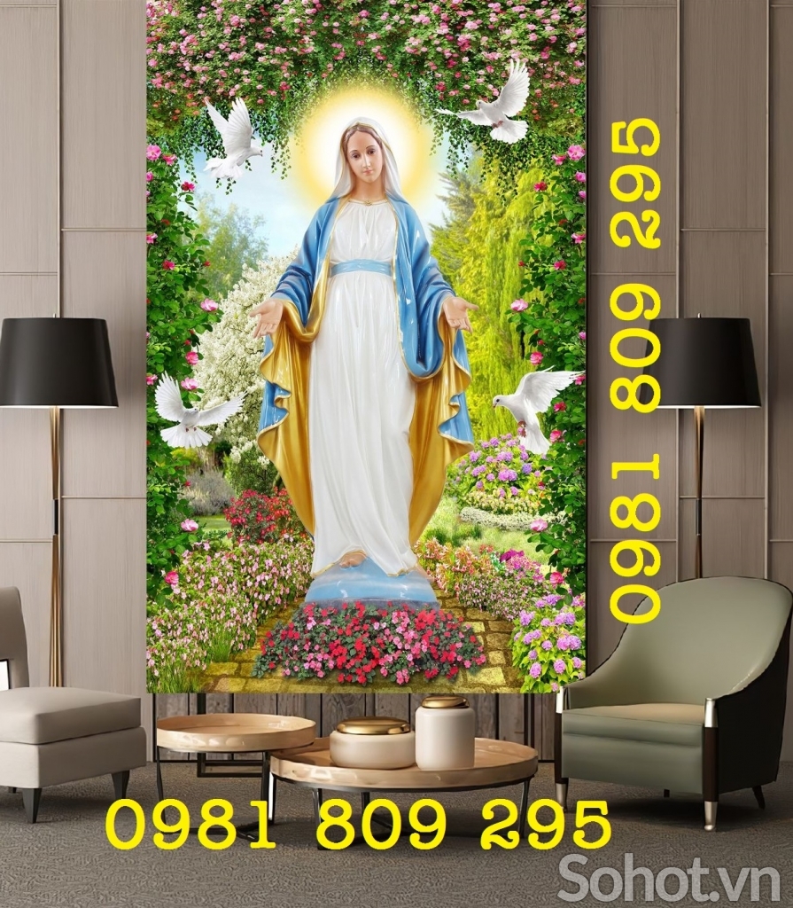 Gạch 3d Đức Mẹ Maria , tranh gạch công giáo