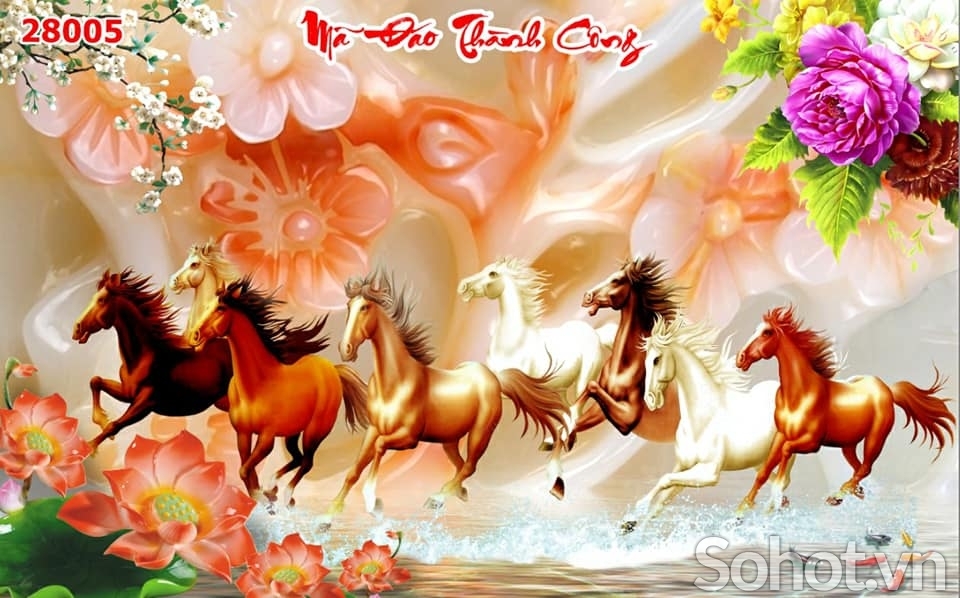 Tranh gạch 3d phong thủy mã đáo thành công - 77C66