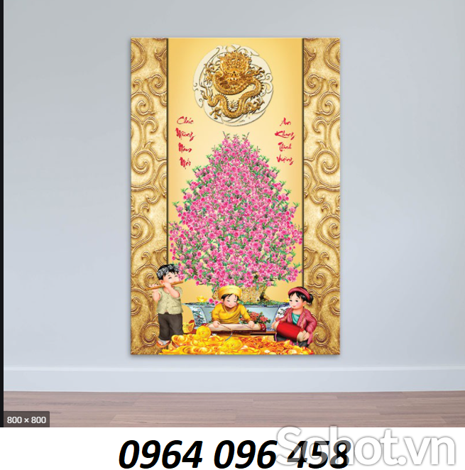 Tranh cây mai 3d - tranh gạch 3d cây mai - LVCX3