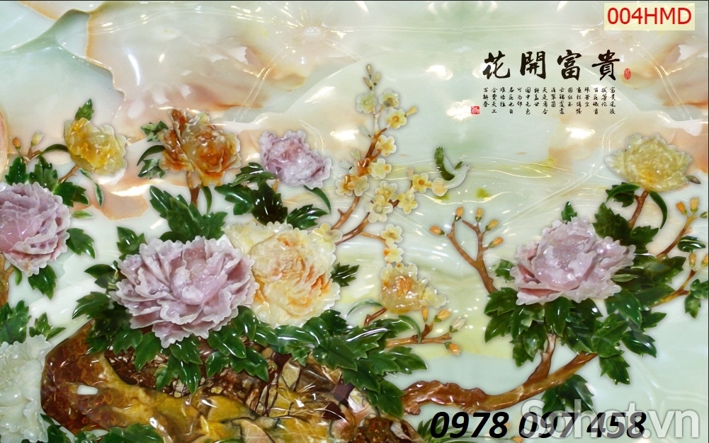 Tranh họa tiết hoa mẫu đơn