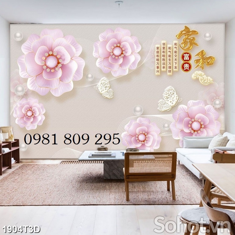 tranh gạch men - tranh dán tường hoa ngọc