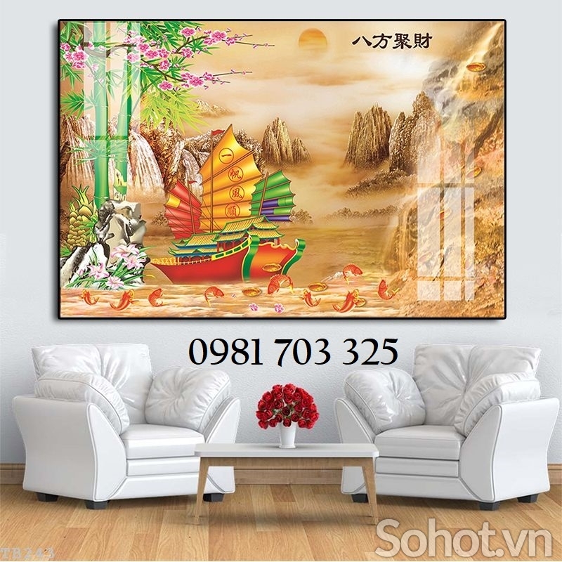 Tranh thuyền buồm, gạch tranh phong thủy 3D