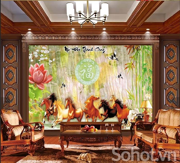 Tranh mã đáo thành công - gạch tranh 3d ốp tường - HHH5