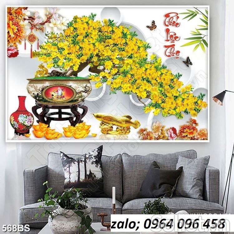 Tranh gạch 3d cây mai vàng - HJNB89