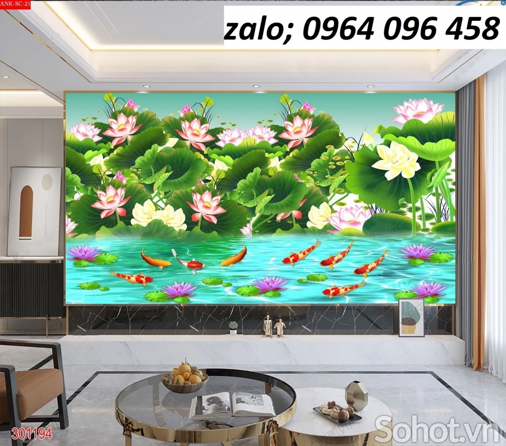 Tranh gạch 3d cá chép phong thủy - 32AK