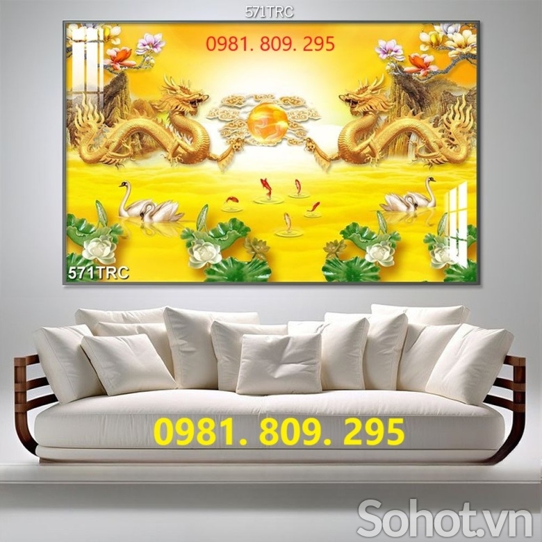 Gạch tranh rồng vàng 3d trang trí