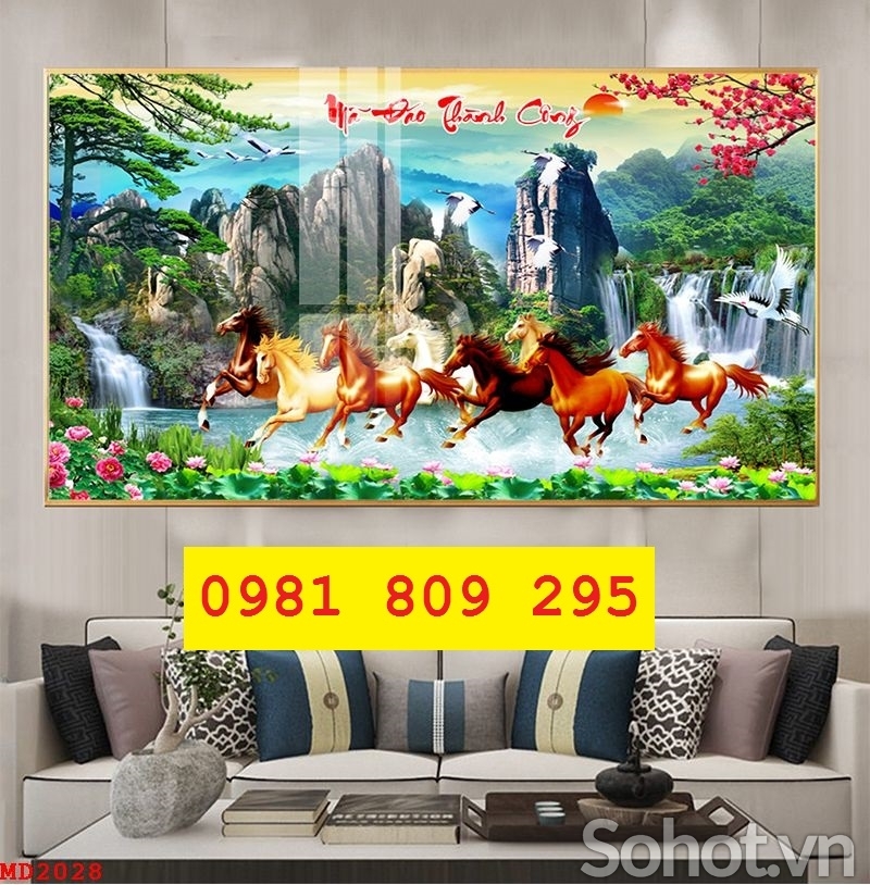 Mẫu tranh gạch 3d Mã đáo thành công HP333