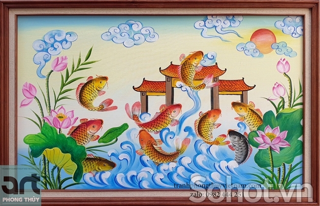 Tranh gạch 3d cá chép - gạch tranh 3d cá chép - HBV64