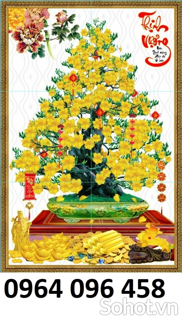 Tranh cây mai 3d - tranh gạch 3d cây mai - 766XL
