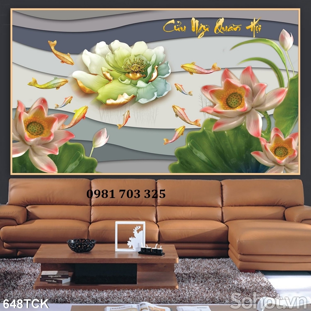 Gạch tranh cá chép dán tường